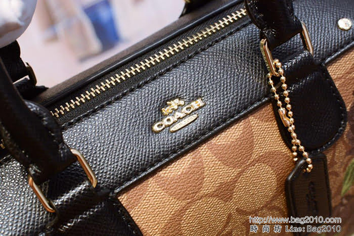 COACH蔻馳 新款 C家 25870 波士頓枕頭包 絲印玫瑰花  Chz1094